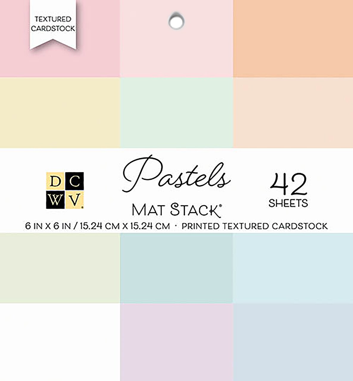 DCWV Single-Sided Cardstock Stack 6"X6" 42/Pkg-Pastels Solid, 12 Colors